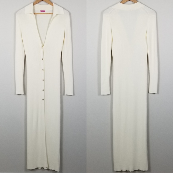 Gauge81 Rubi Luxury Minimalist Ribbed Knit Sweater Ivory Maxi Dress Size Medium - Picture 10 of 16